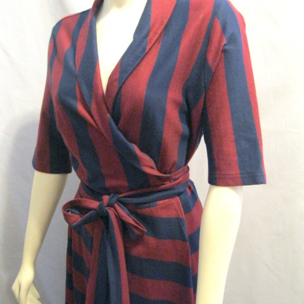 eshakti COTTON KNIT STRIPED WRAP DRESS Size XL-16 - Picture 5 of 6